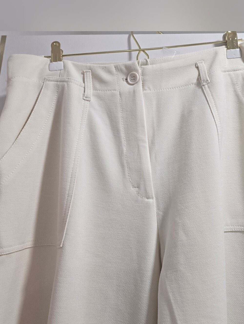 Max Studio Cream High-Rise Wide-Leg Trousers